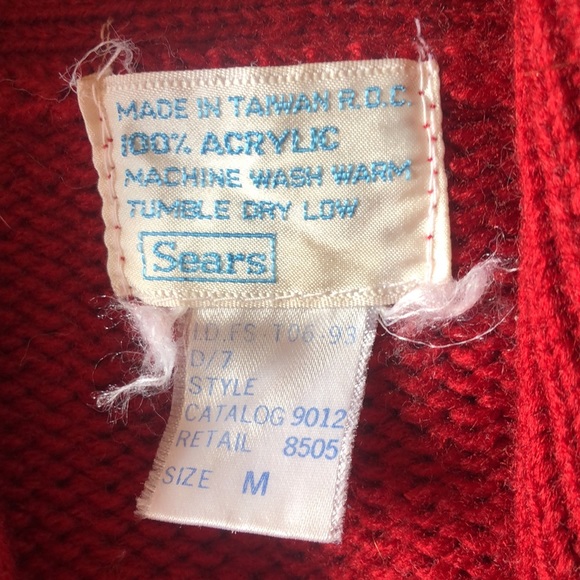 Vintage Sears Red Button Down Cardigan Sweater M - Picture 4 of 5